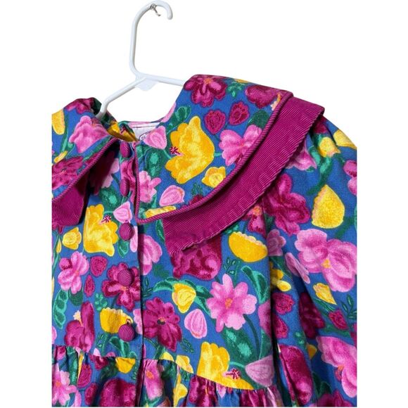 Vintage Plum Pudding Ltd. Pink & blue floral long sleeve dress Size 7 - Picture 6 of 10